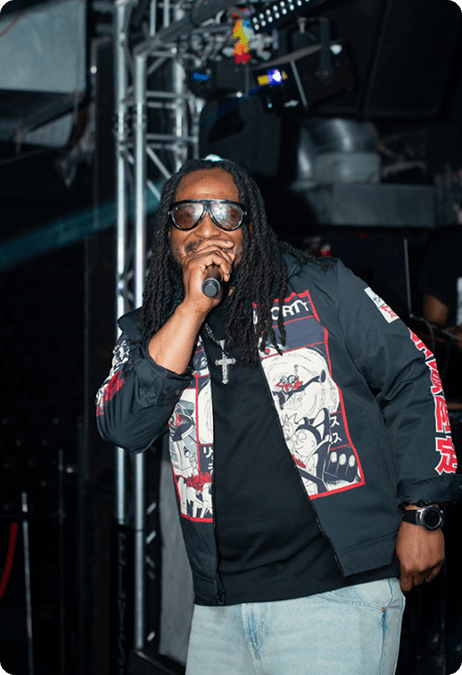 DJ Banko on Stage with Mic